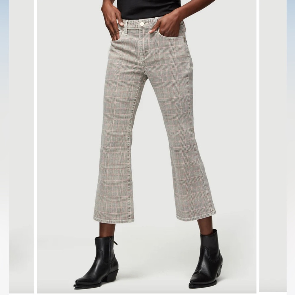 Frame Le crop mini boot plaid in washed plaid pants Size 25